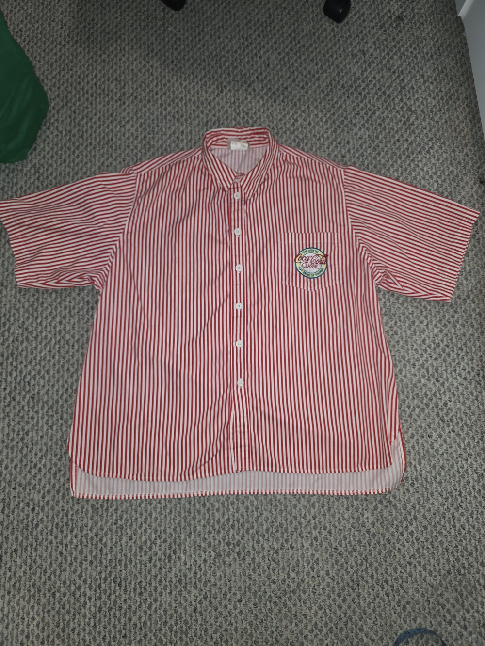 Coca Cola Red and White Striped Button-Down Shirt